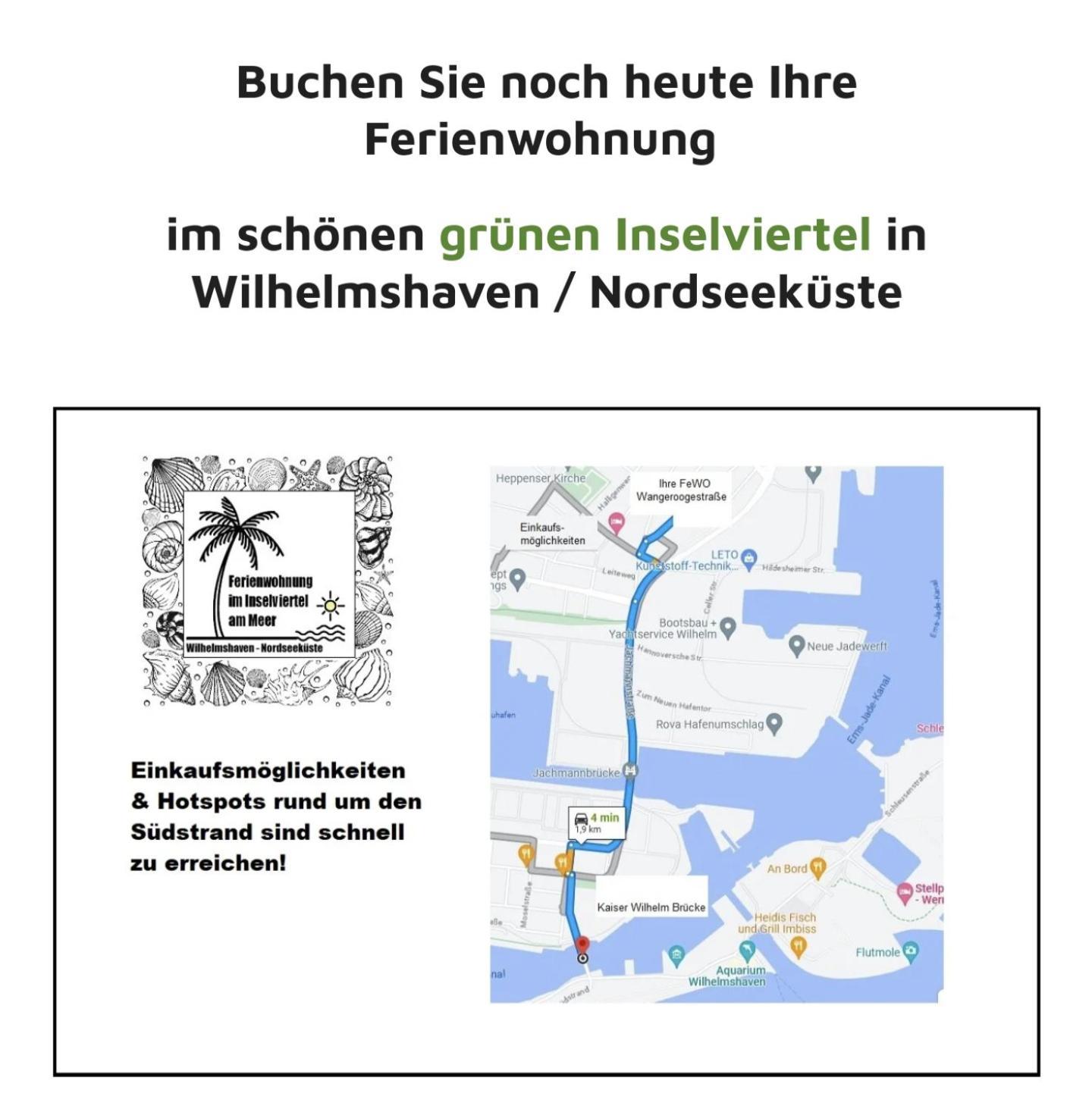 Ferienwohnung Apartment Wilhelmshaven Inselviertel In Bester Lage - Selbstaendiger Check In Moeglich Esterno foto